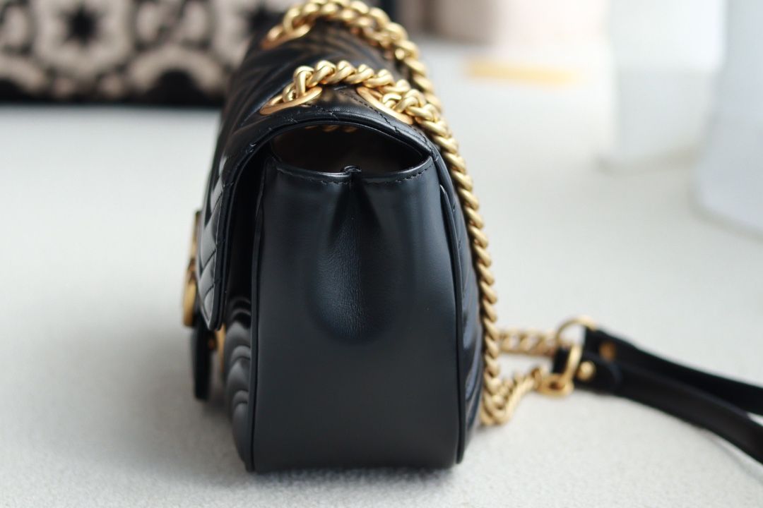 Gucci Gg Marmont Mini Shoulder Bag Black Leather