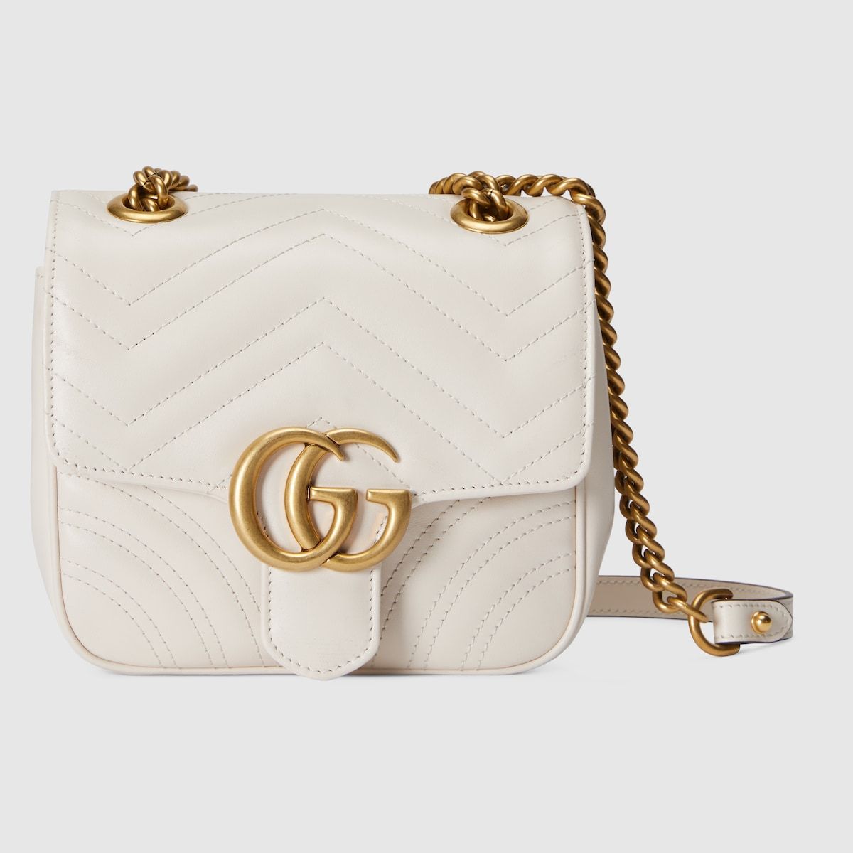 Gucci Gg Marmont Mini Shoulder Bag White Leather