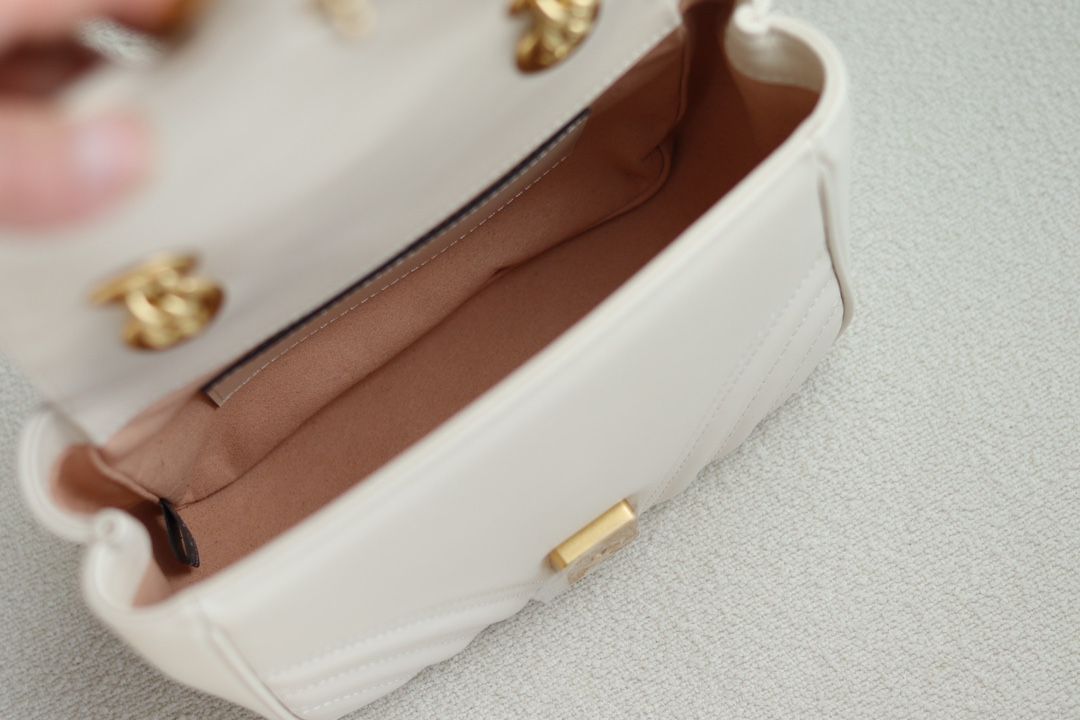 Gucci Gg Marmont Mini Shoulder Bag White Leather