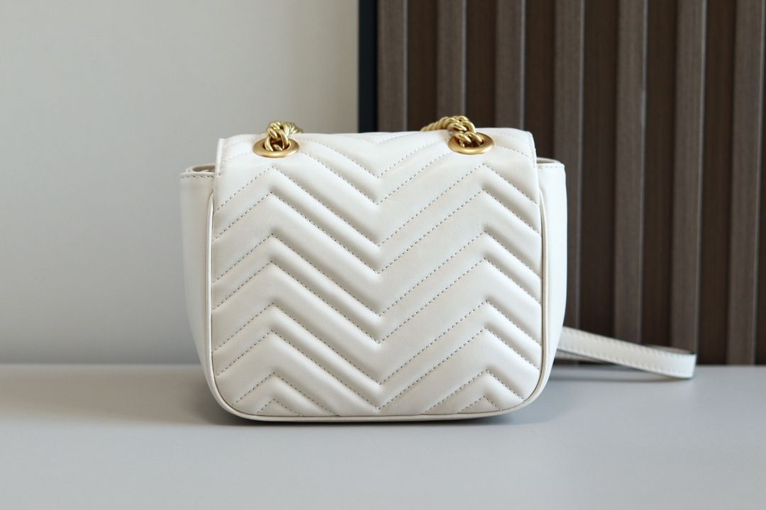 Gucci Gg Marmont Mini Shoulder Bag White Leather