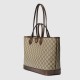 Gucci Ophidia Medium Tote Bag Beige And Ebony Supreme