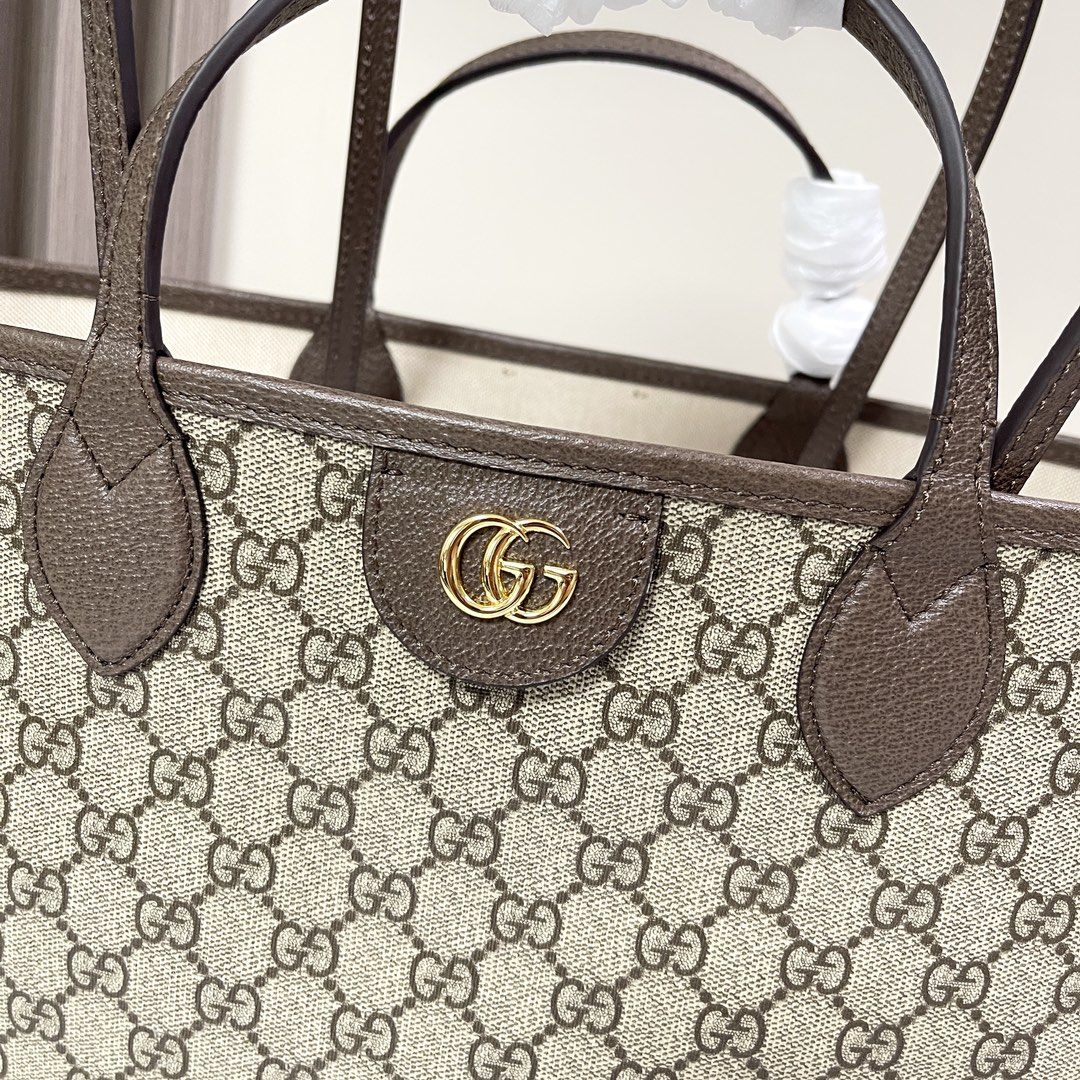 Gucci Ophidia Medium Tote Bag Beige And Ebony Supreme