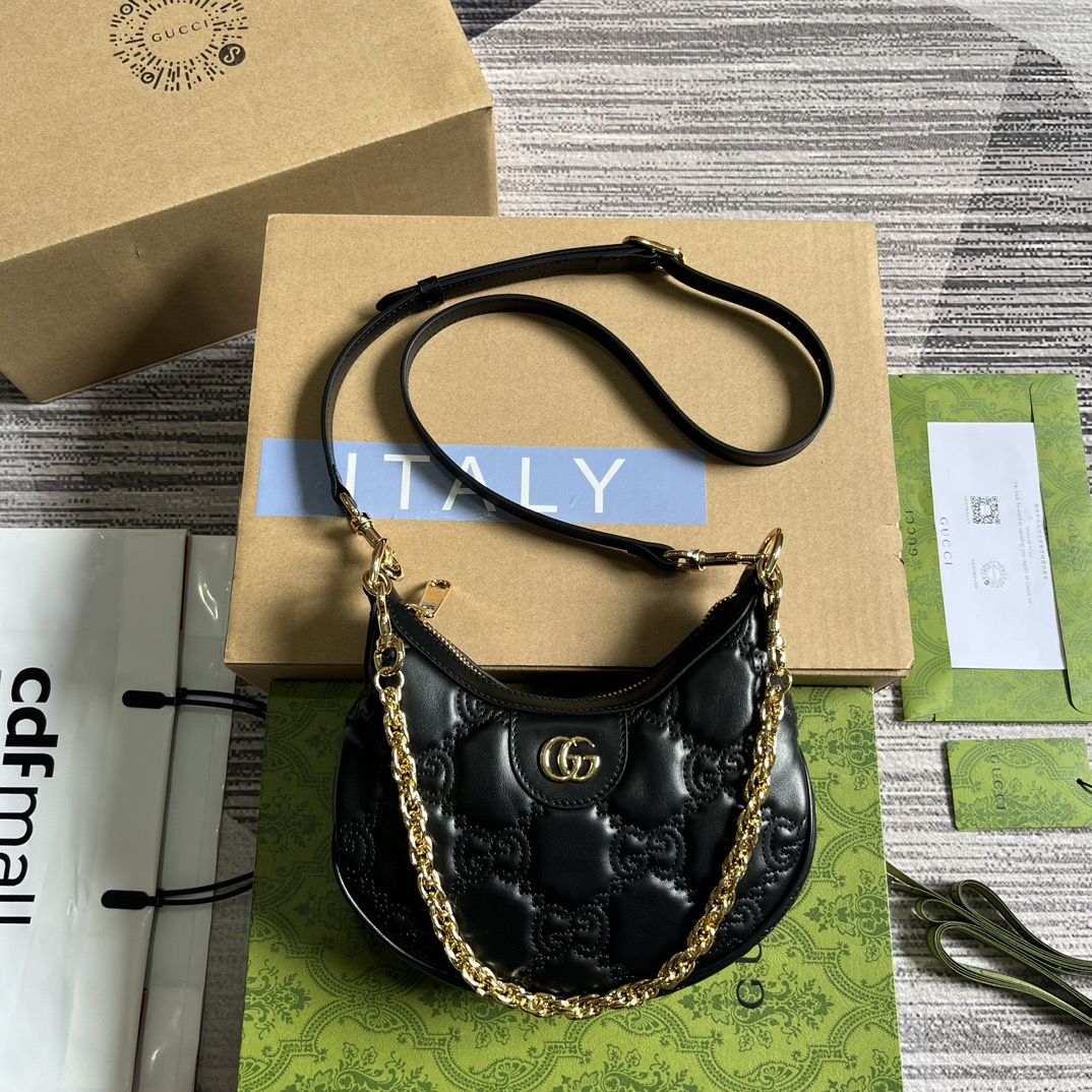 Gucci Gg Matelassé Mini Bag Black Leather