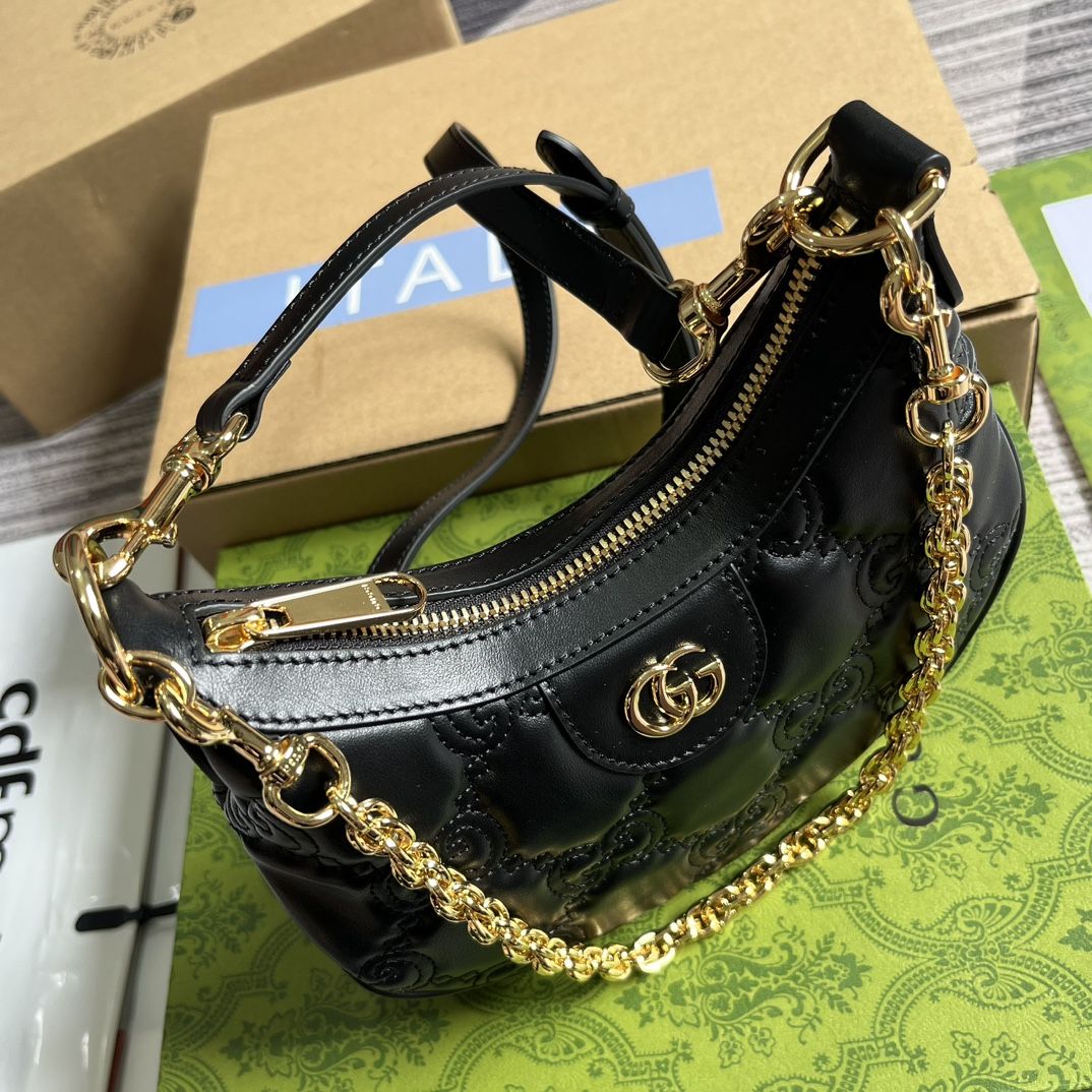 Gucci Gg Matelassé Mini Bag Black Leather