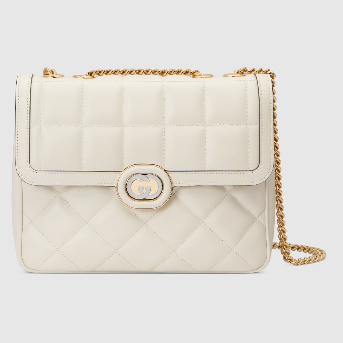 Gucci Deco Small Shoulder Bag Off White Leather