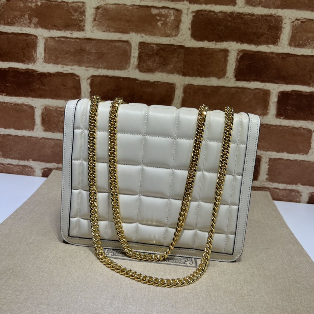 Gucci Deco Small Shoulder Bag Off White Leather