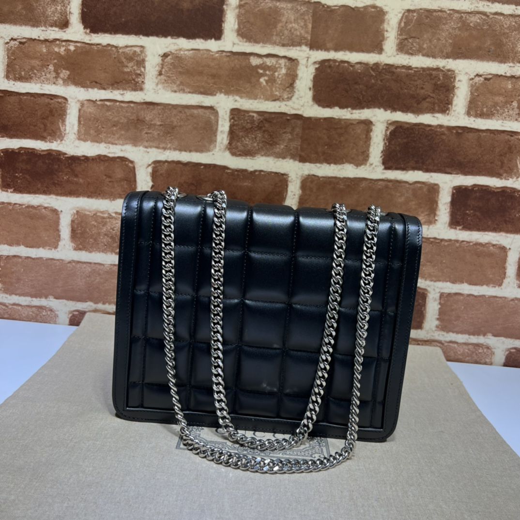 Gucci Deco Small Shoulder Bag Black Leather