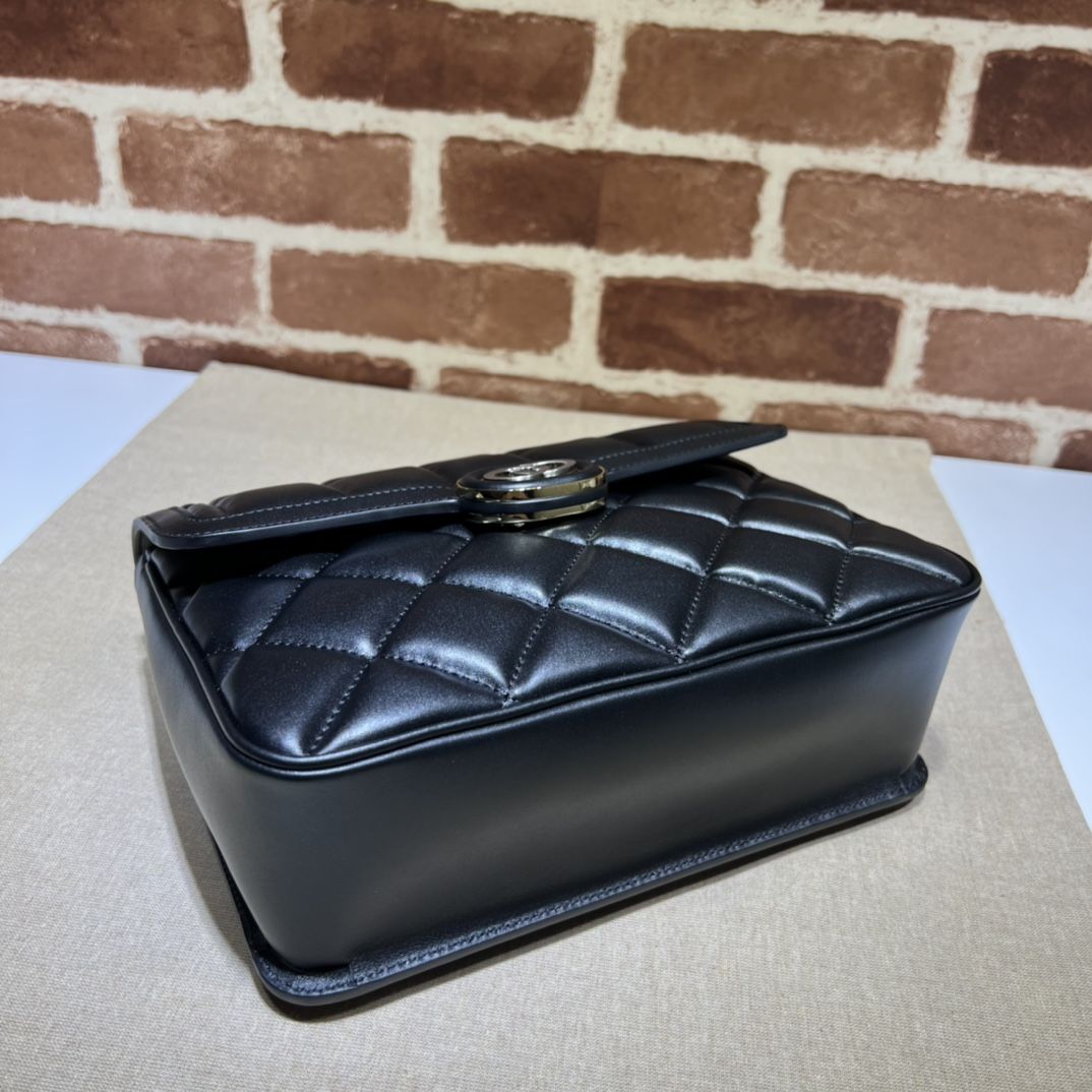 Gucci Deco Small Shoulder Bag Black Leather