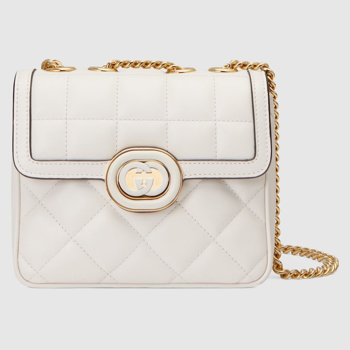 Gucci Deco Mini Shoulder Bag White Leather