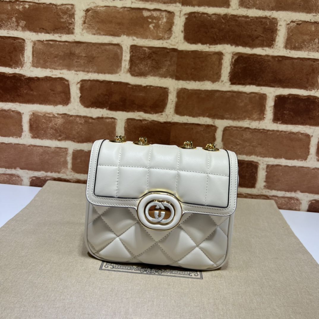 Gucci Deco Mini Shoulder Bag White Leather