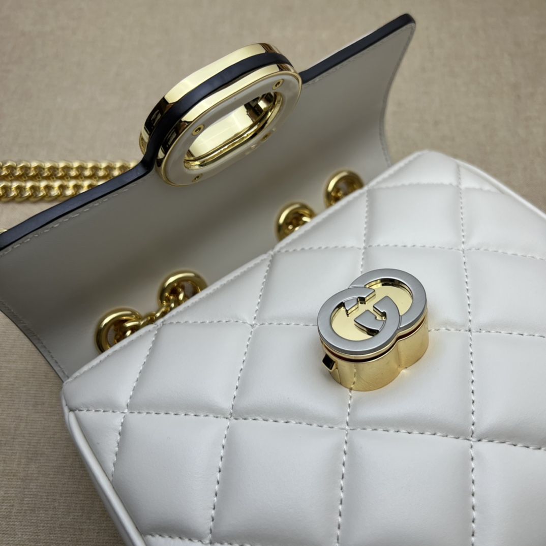 Gucci Deco Mini Shoulder Bag White Leather