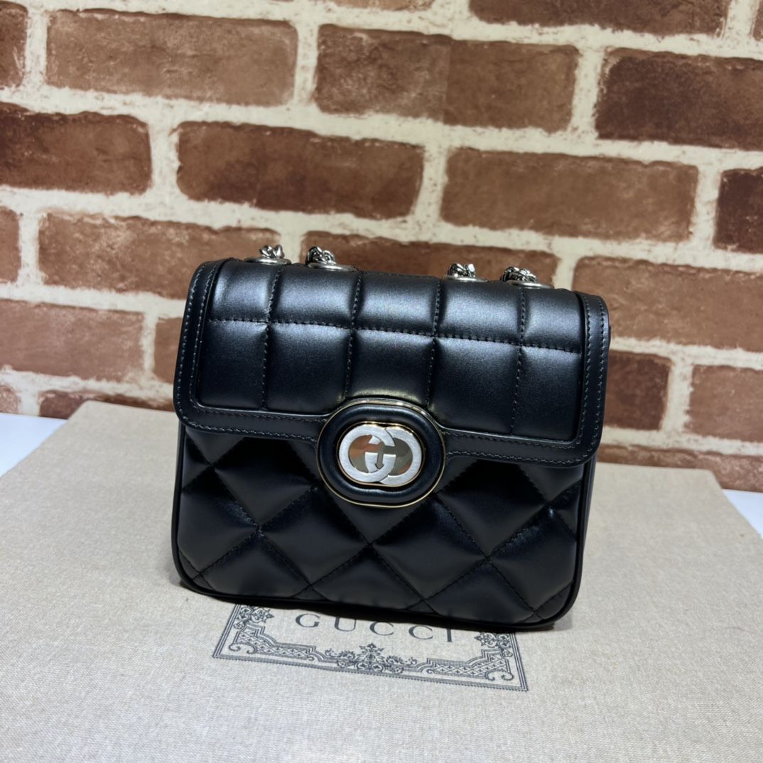 Gucci Deco Mini Shoulder Bag Black Leather