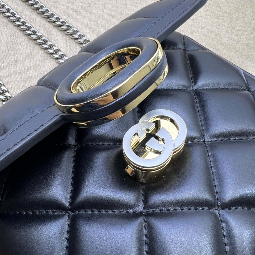 Gucci Deco Mini Shoulder Bag Black Leather