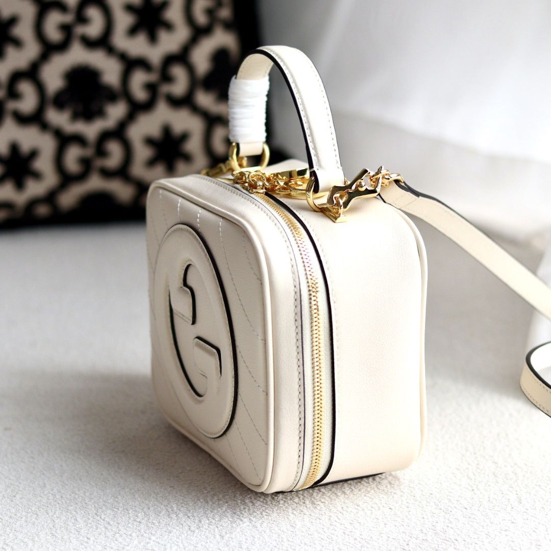 Gucci Blondie Top Handle Bag White Leather