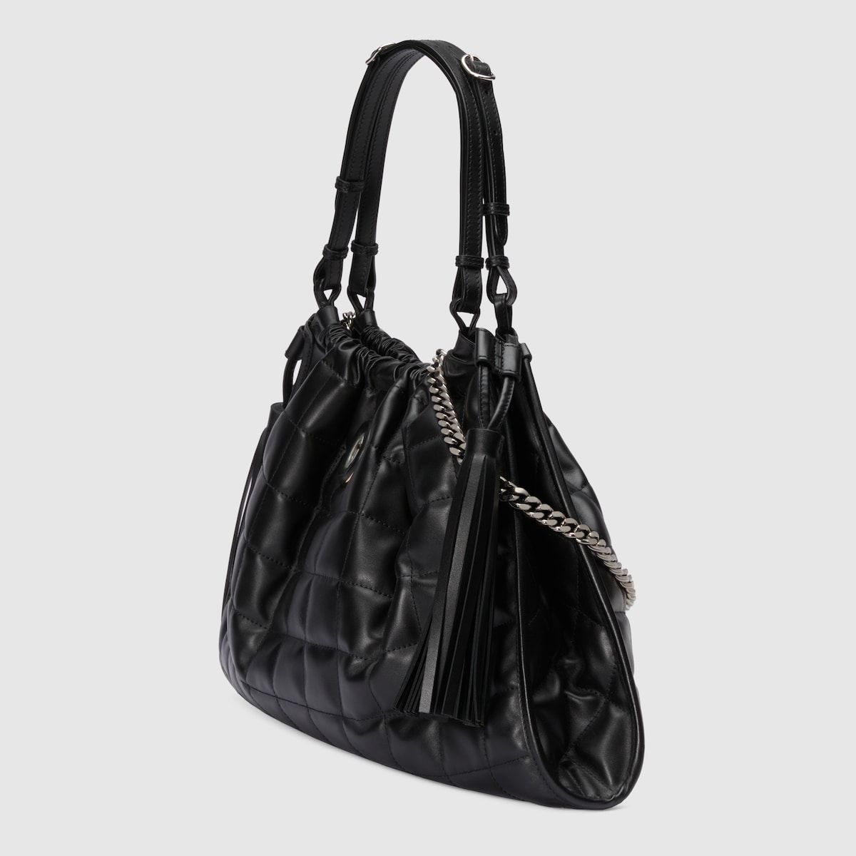 Gucci Deco Medium Tote Bag Black Leather