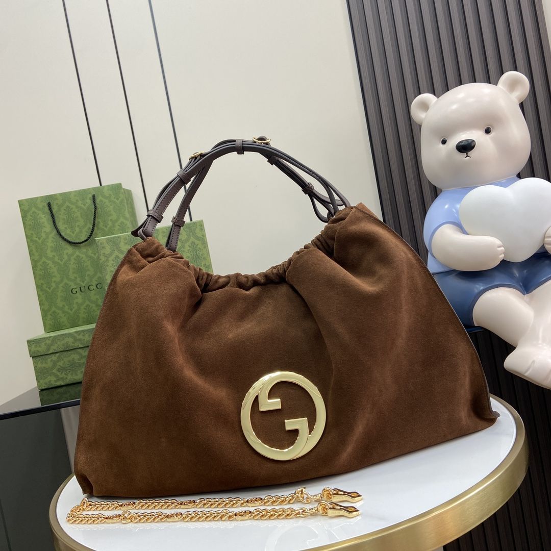 Gucci Blondie Large Tote Bag Brown Suede