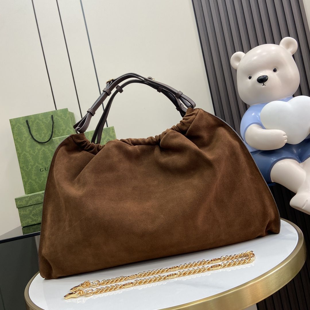 Gucci Blondie Large Tote Bag Brown Suede