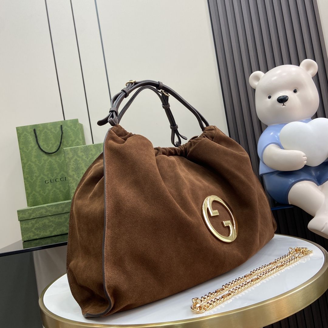 Gucci Blondie Large Tote Bag Brown Suede