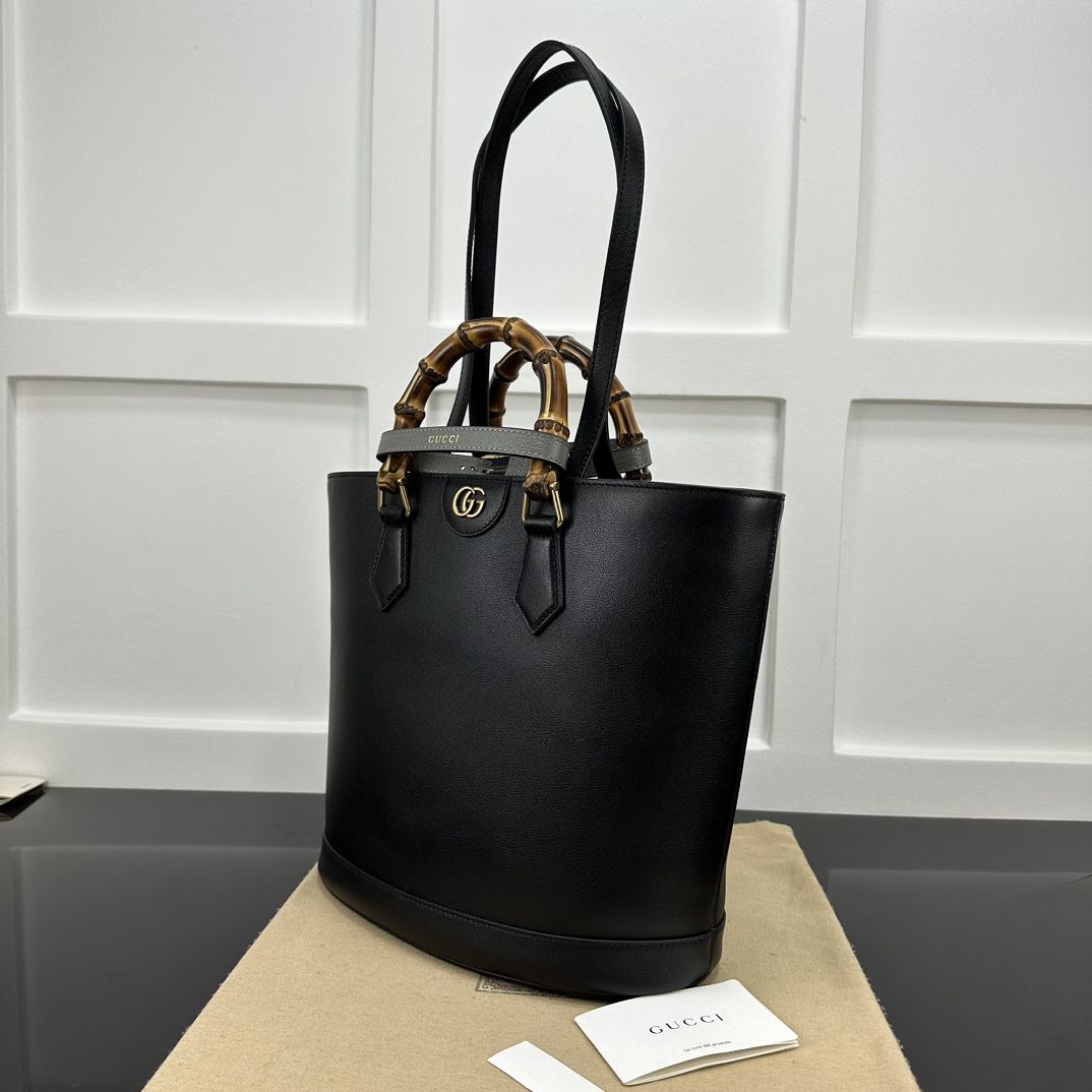 Gucci Diana Medium Tote Bag Black Leather