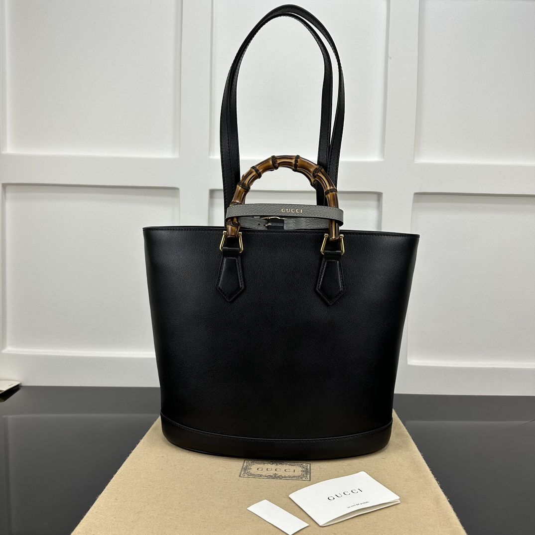 Gucci Diana Medium Tote Bag Black Leather