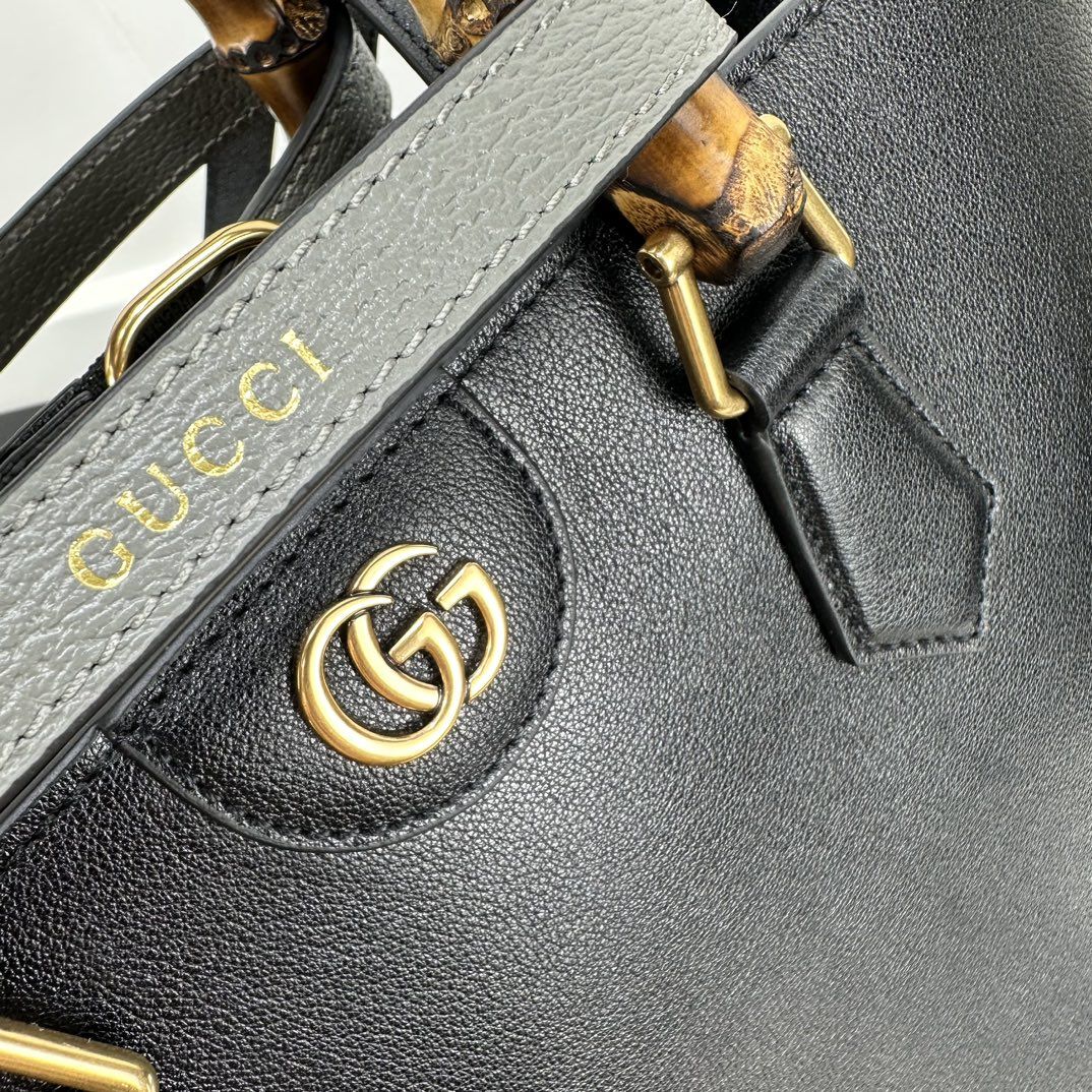 Gucci Diana Medium Tote Bag Black Leather