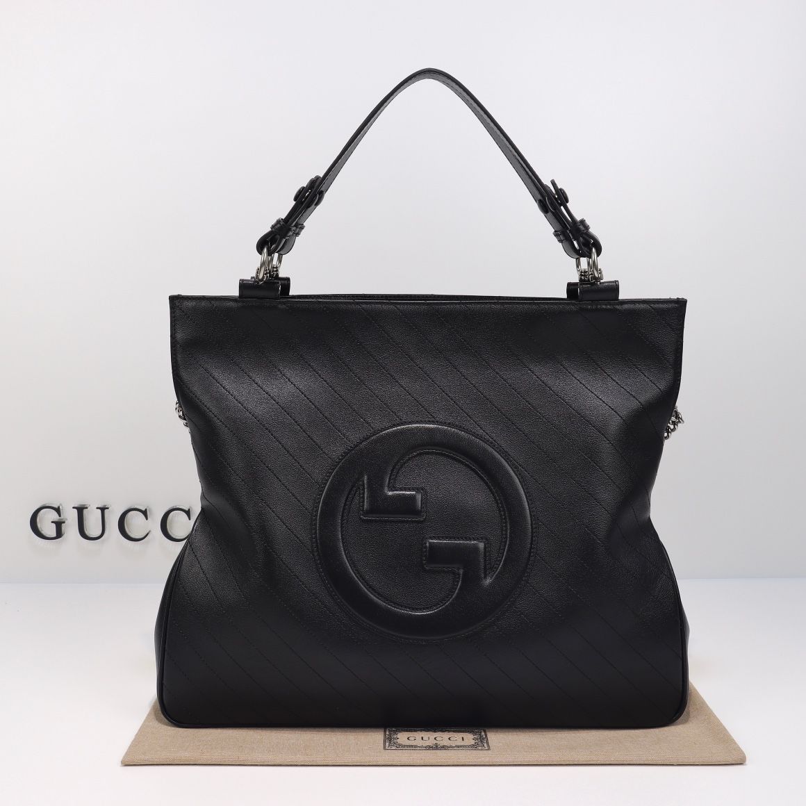 Gucci Blondie Medium Tote Bag Black Leather