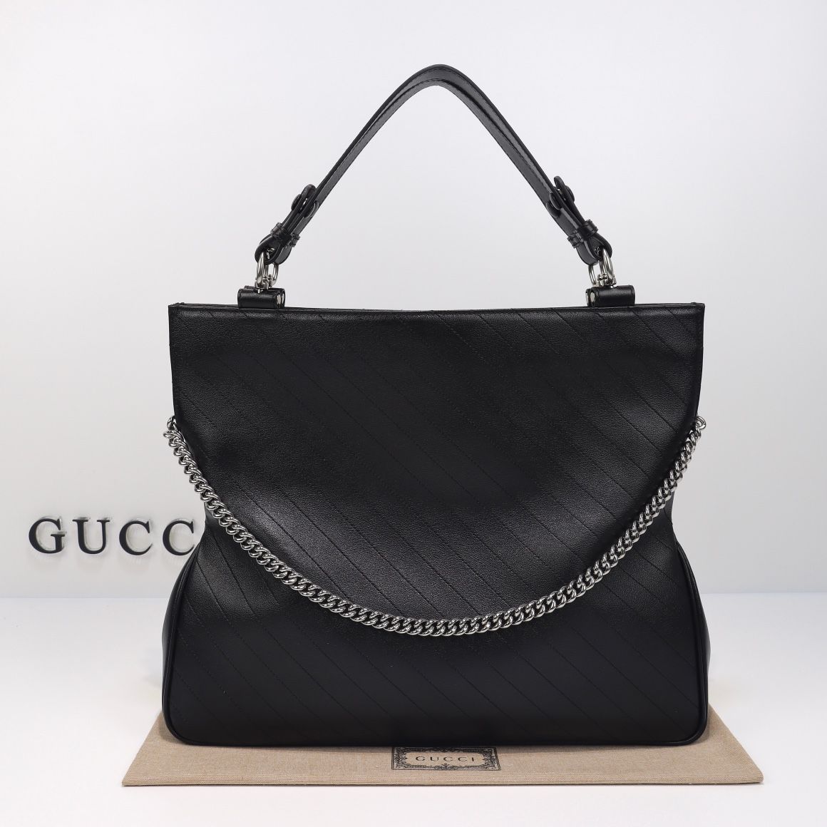 Gucci Blondie Medium Tote Bag Black Leather