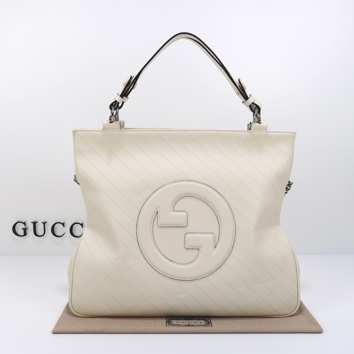 Gucci Blondie Medium Tote Bag White Leather