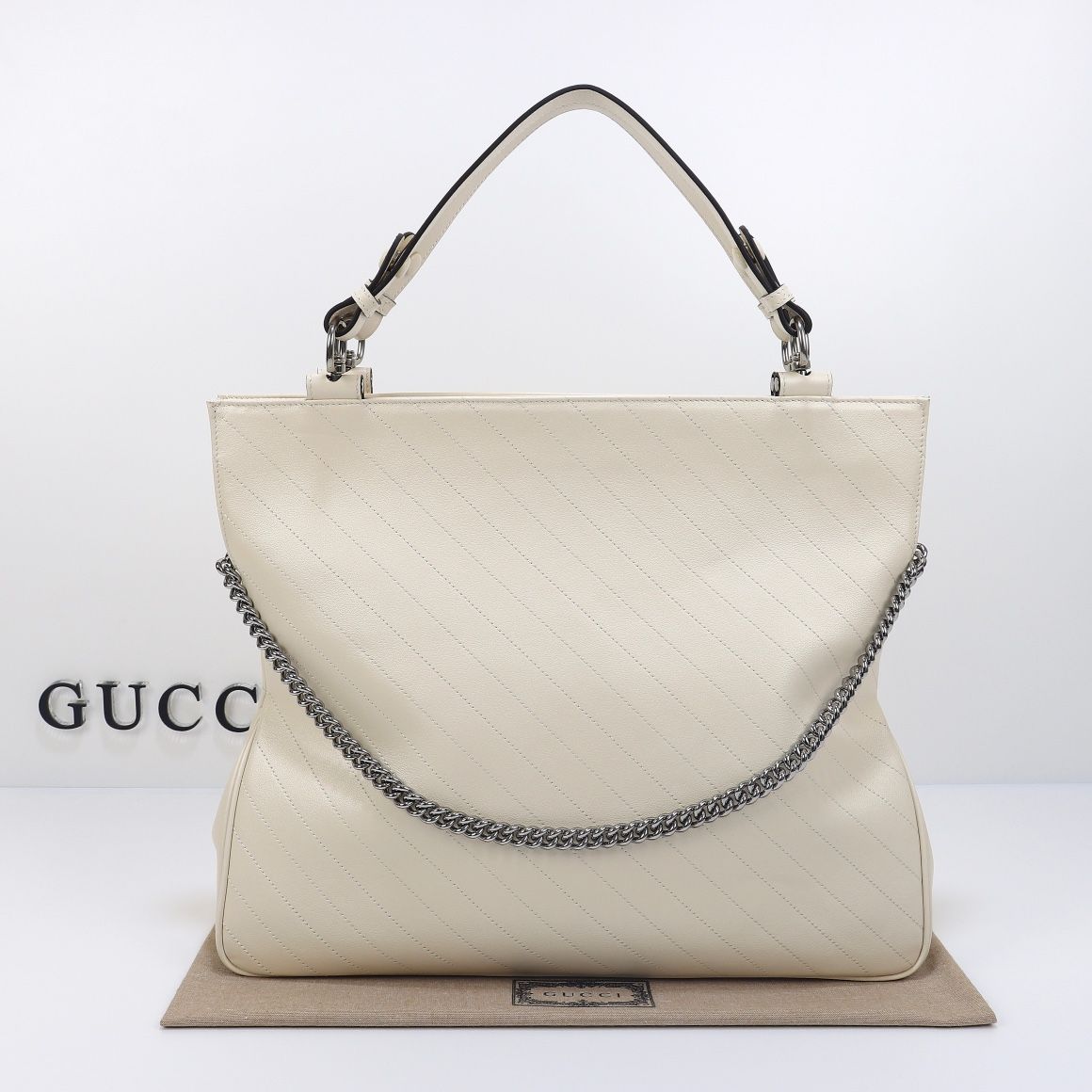 Gucci Blondie Medium Tote Bag White Leather