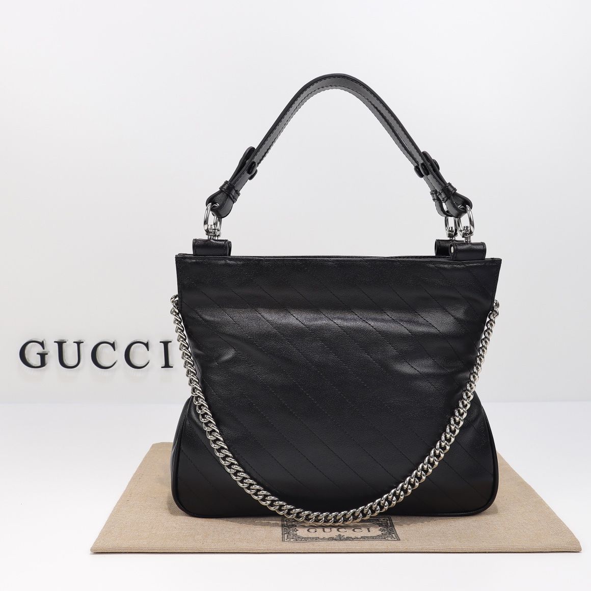 Gucci Blondie Small Tote Bag Black Leather