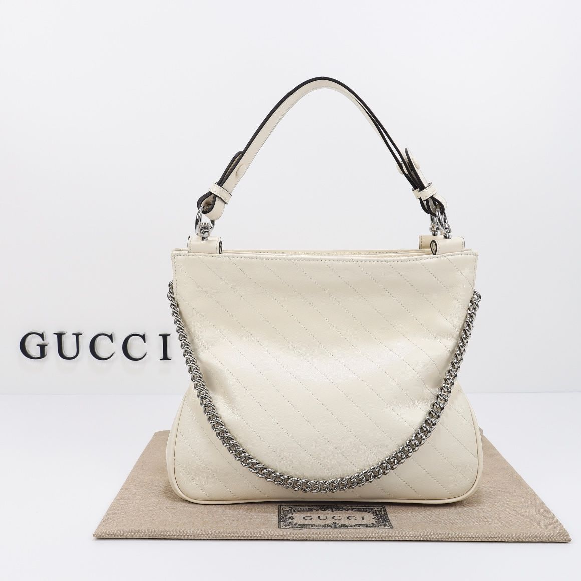 Gucci Blondie Small Tote Bag White Leather