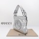 Gucci Blondie Small Tote Bag Silver Lamé Leather