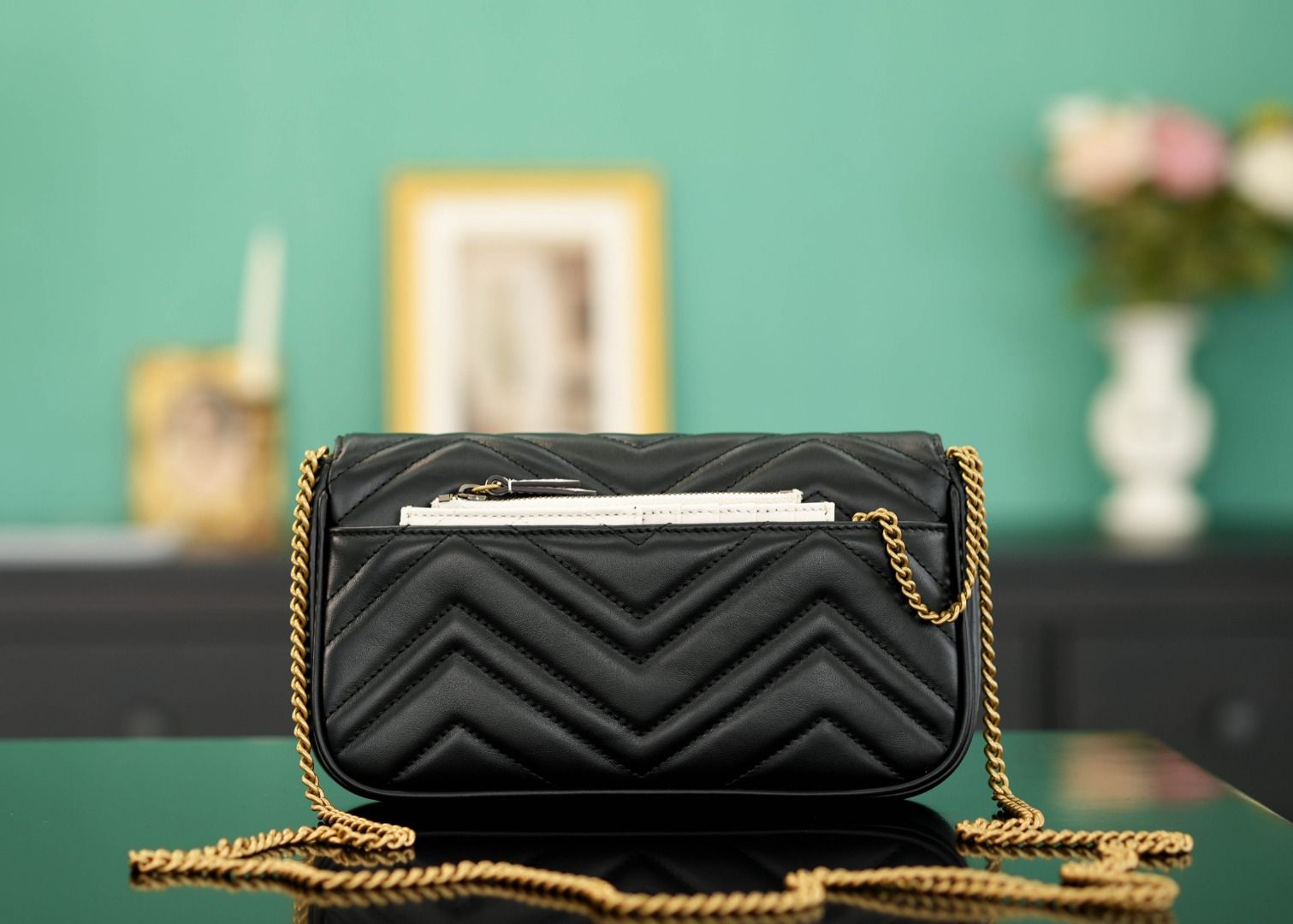 Gucci Gg Marmont Mini Bag Black Leather