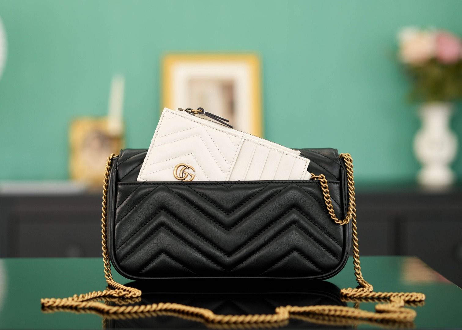 Gucci Gg Marmont Mini Bag Black Leather