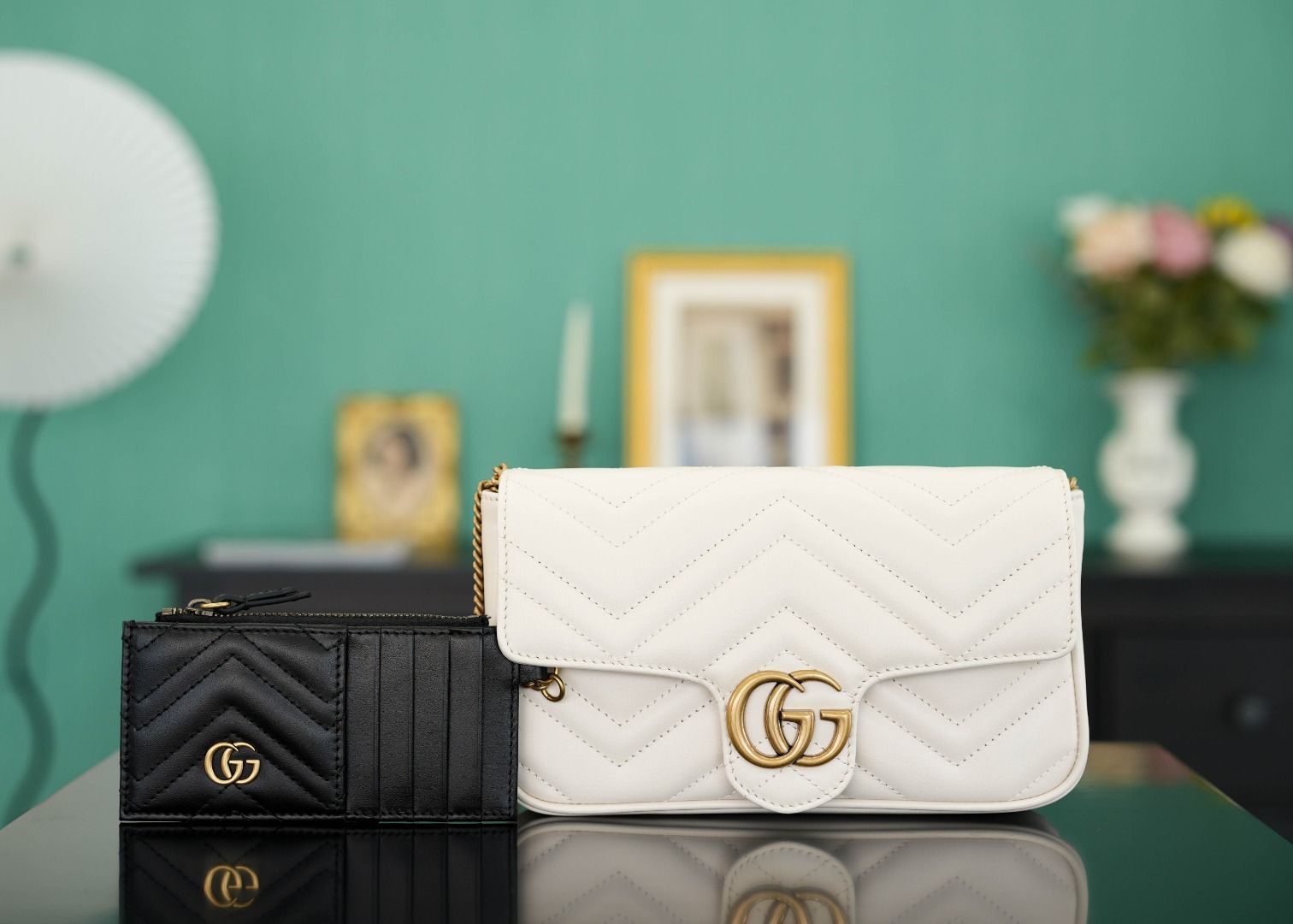 Gucci Gg Marmont Mini Bag White Leather