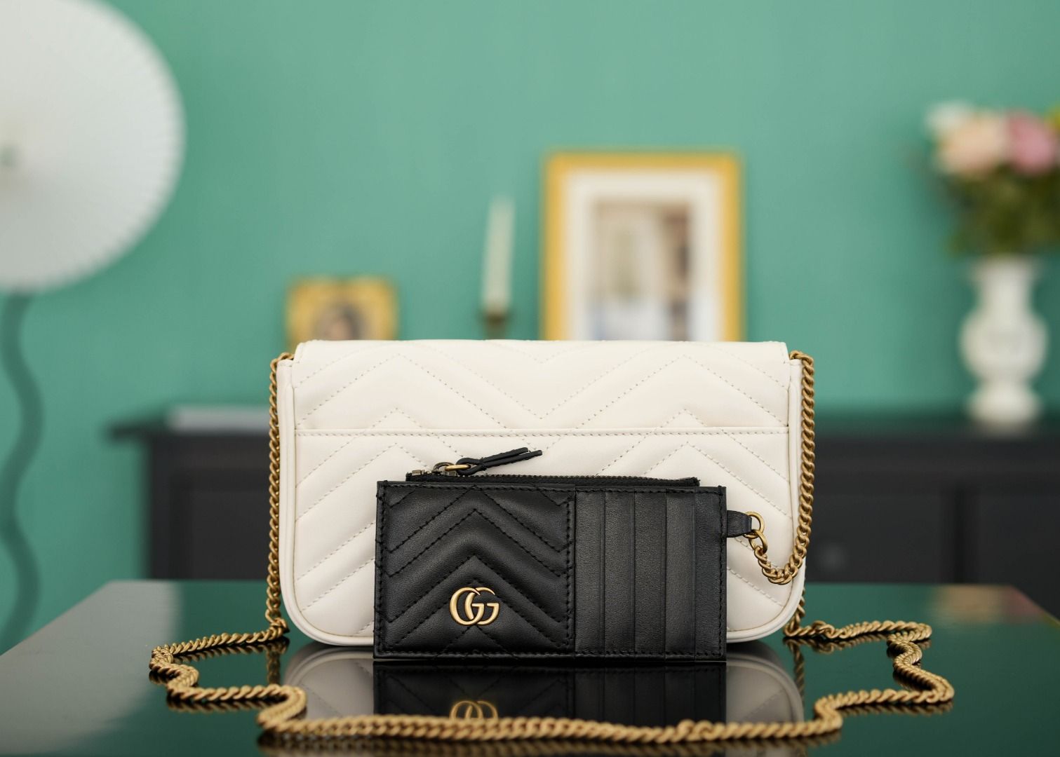 Gucci Gg Marmont Mini Bag White Leather