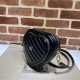 Gucci Interlocking G Mini Heart Shoulder Bag Black Leather