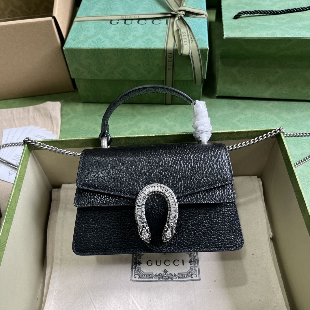 Gucci Dionysus Mini Top Handle Bag Black Leather