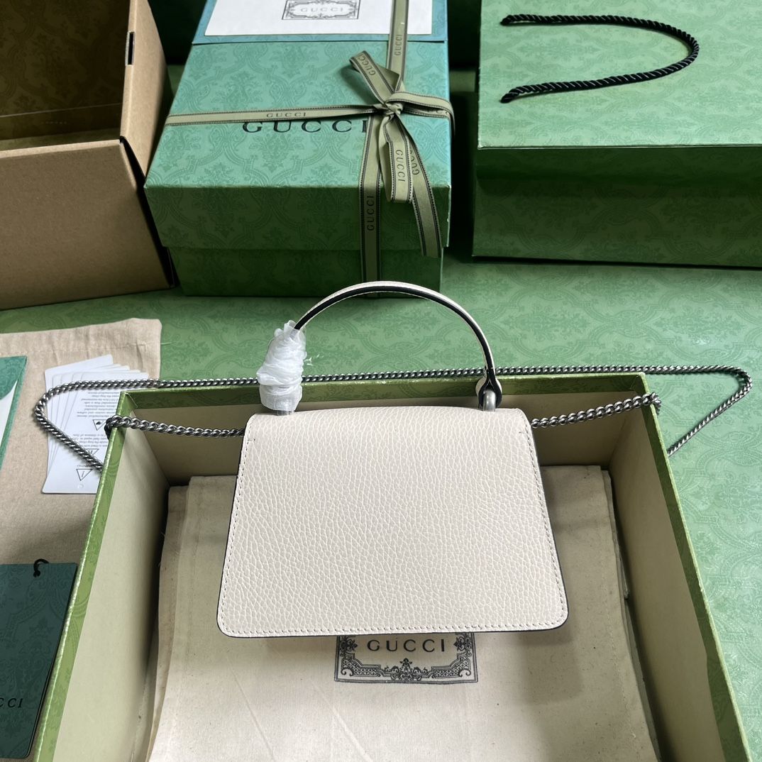 Gucci Dionysus Mini Top Handle Bag White Leather