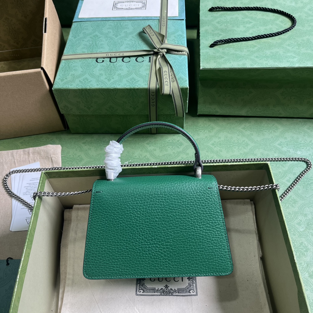 Gucci Dionysus Mini Top Handle Bag Dark Green Leather