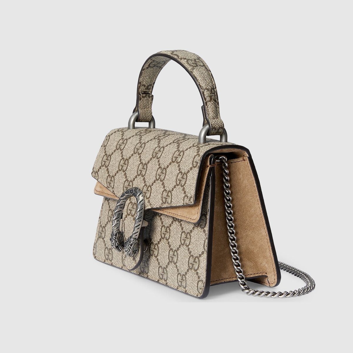 Gucci Dionysus Mini Top Handle Bag Beige And Ebony Supreme