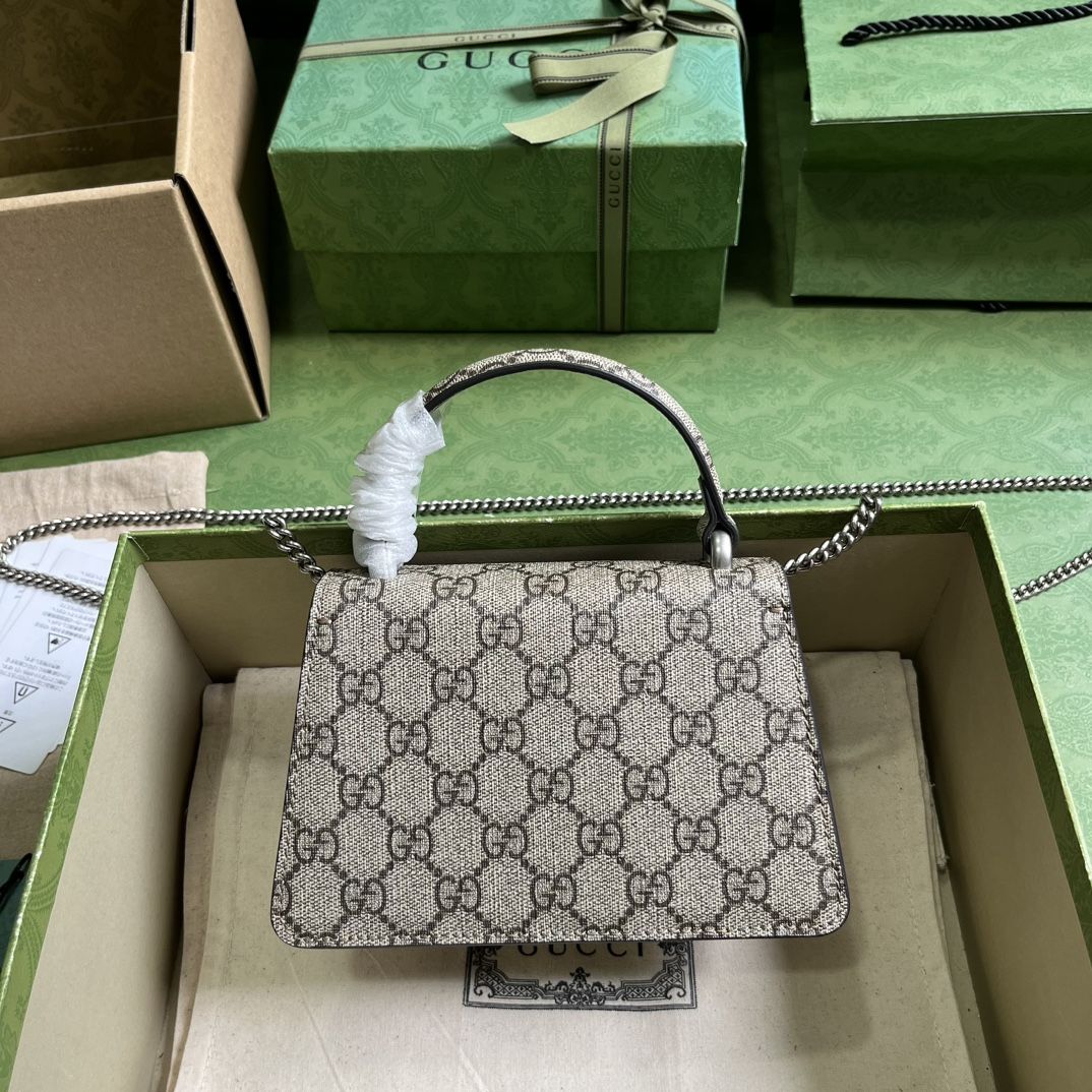 Gucci Dionysus Mini Top Handle Bag Beige And Ebony Supreme