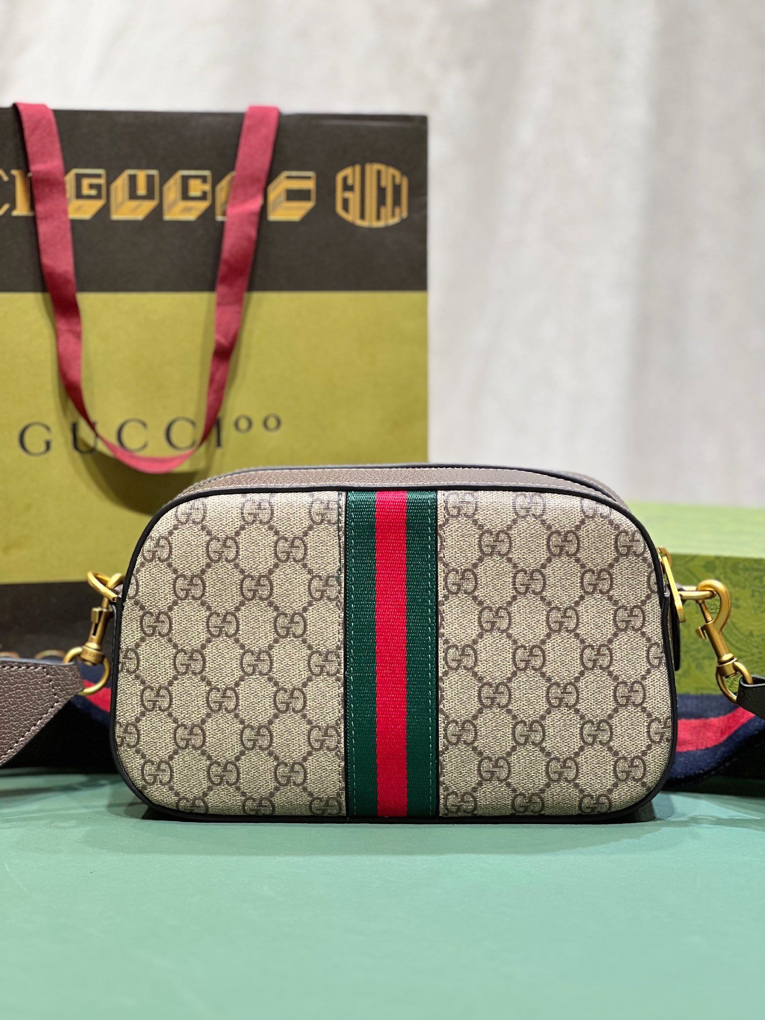 Gucci Ophidia Gg Small Crossbody Bag Beige And Ebony Supreme