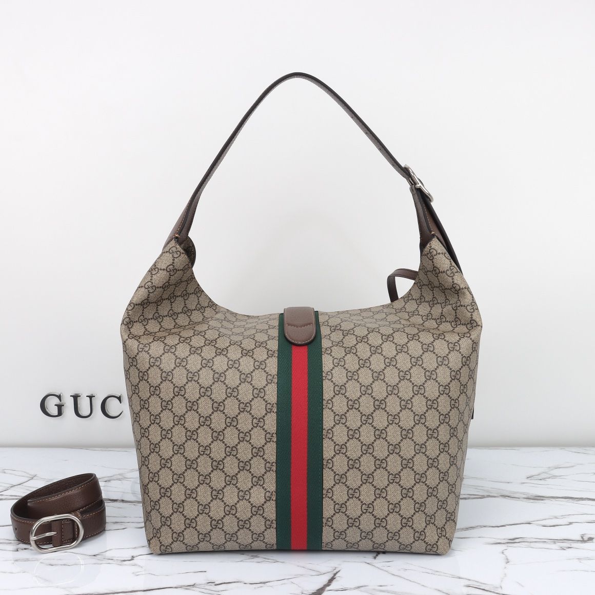 Gucci Jackie 1961 Medium Crossbody Bag Beige And Ebony Supreme