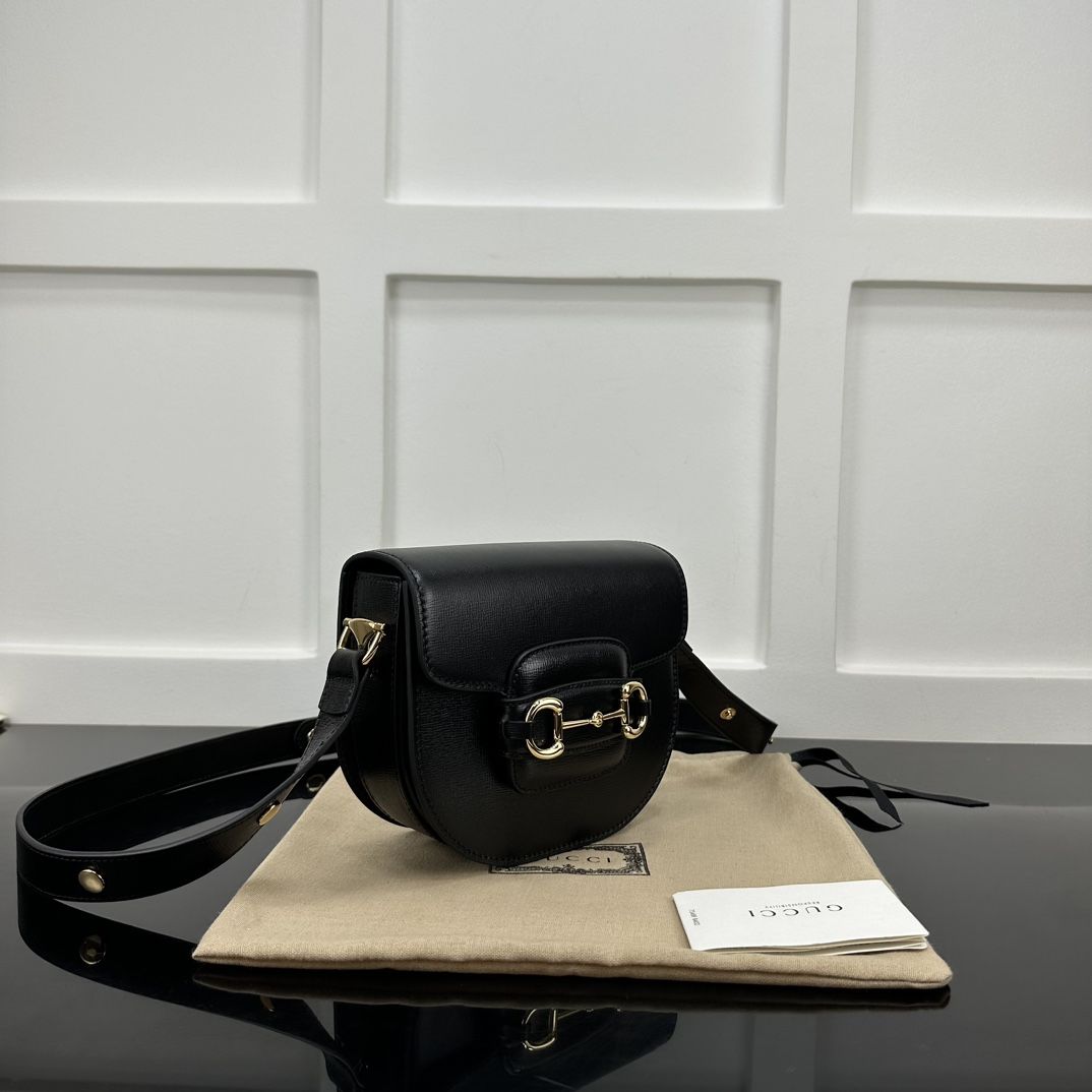 Gucci Horsebit 1955 Mini Rounded Bag Black Leather