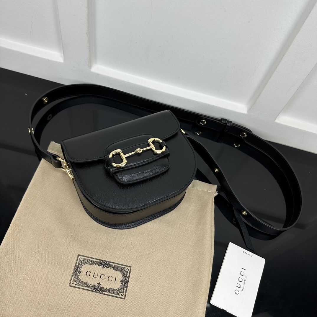 Gucci Horsebit 1955 Mini Rounded Bag Black Leather