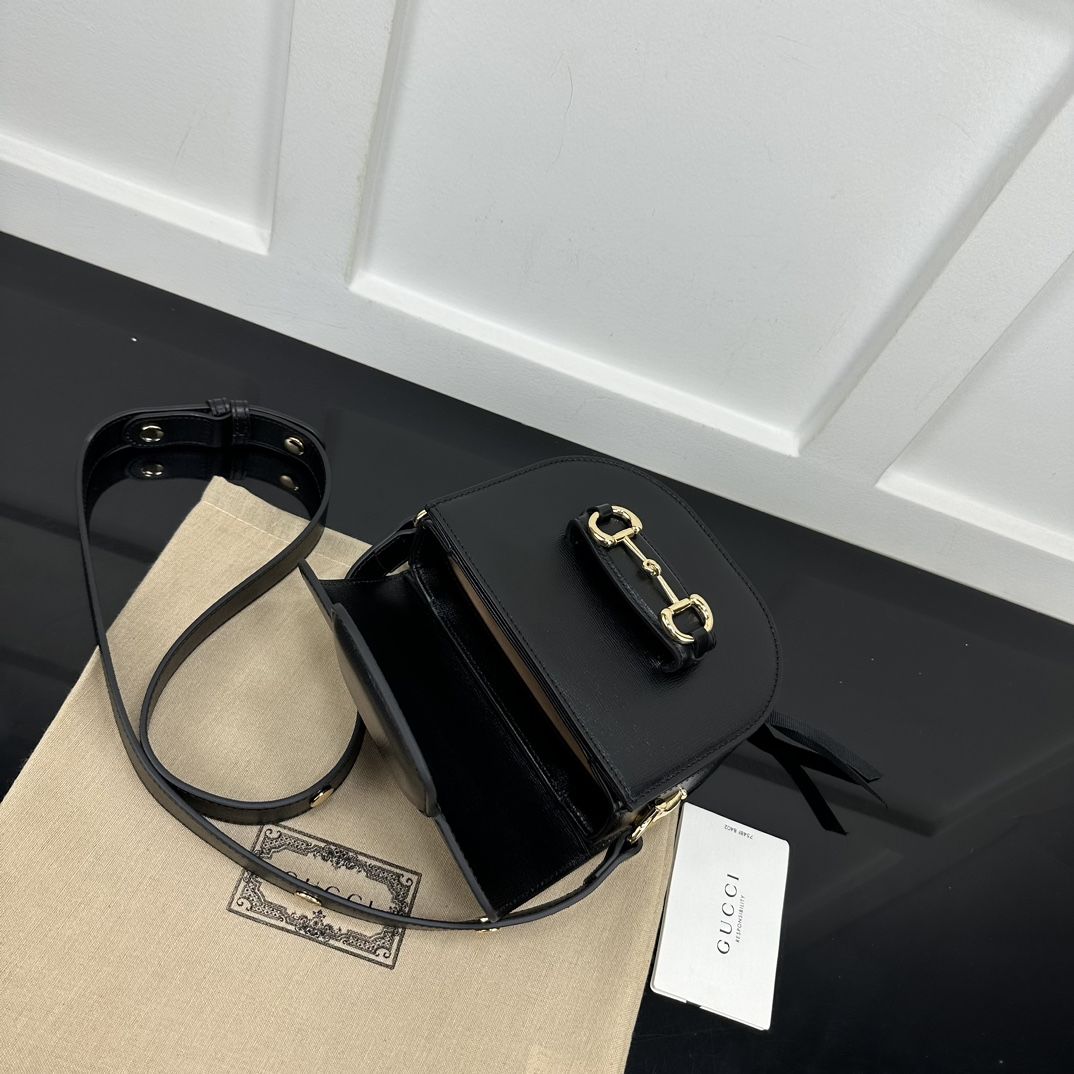 Gucci Horsebit 1955 Mini Rounded Bag Black Leather