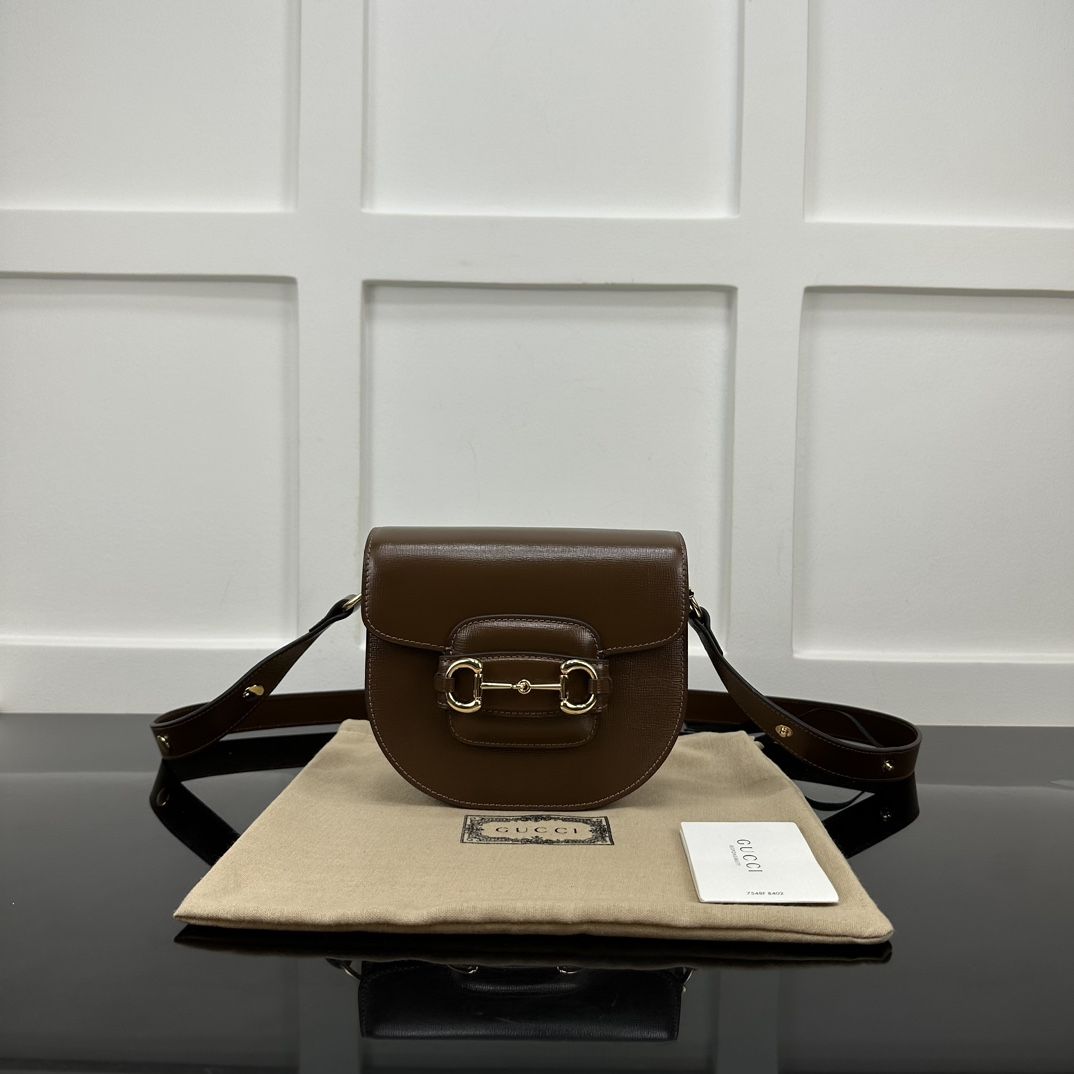 Gucci Horsebit 1955 Mini Rounded Bag Brown Leather