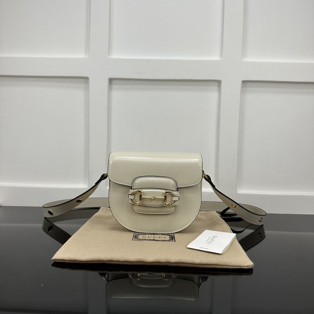 Gucci Horsebit 1955 Mini Rounded Bag White Leather