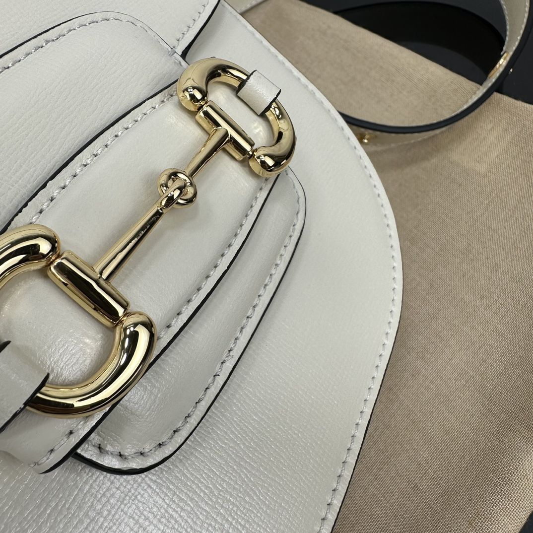 Gucci Horsebit 1955 Mini Rounded Bag White Leather